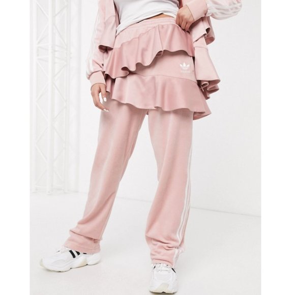 adidas Pants - adidas Originals x J KOO velour ruffle track pants